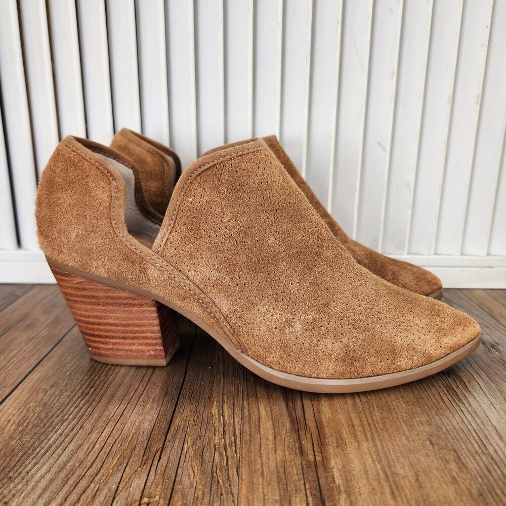 Seychelles Sashay Suede Ankle Booties Womens Sz 7 Cognac Brown Pointed Toe Boots